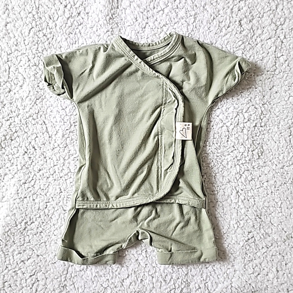 Bonsie Skin To Skin Babywear Romper Grleen 0-3M